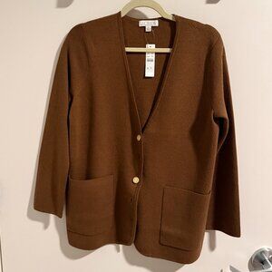 J.Crew Brown Merino Wool Classic Cardigan Size XS